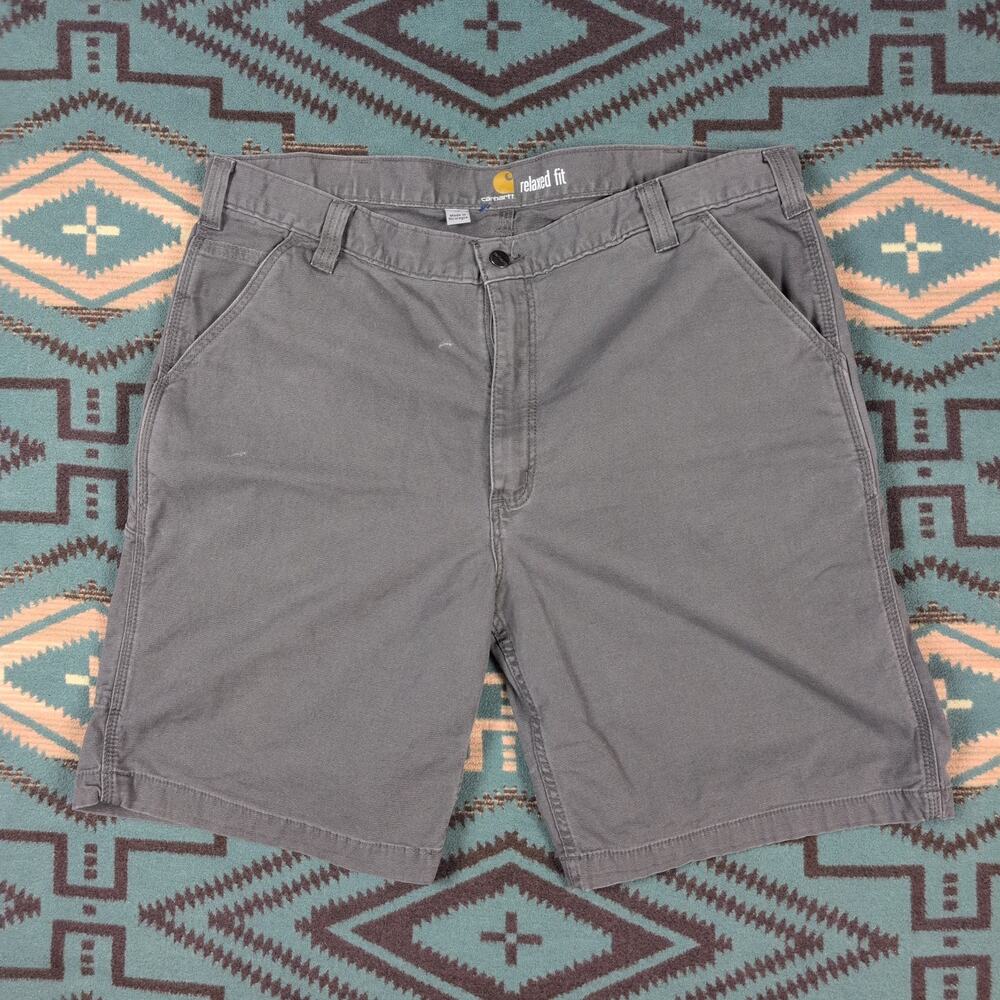 CARHARTT Mens Shorts Size 40 Gray Work Relaxed Fit Faded Workwear Blue Collar